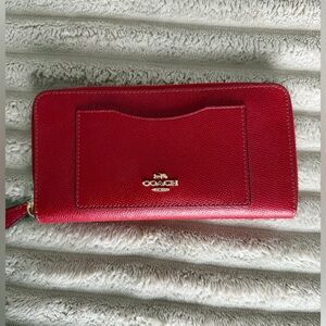 Coach Red Accordion Zip Wallet